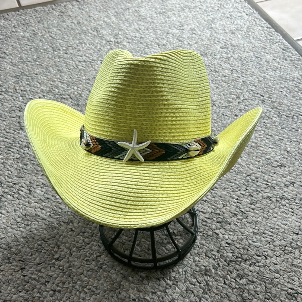Yellow Straw Cowboy Hat with Starfish Accent